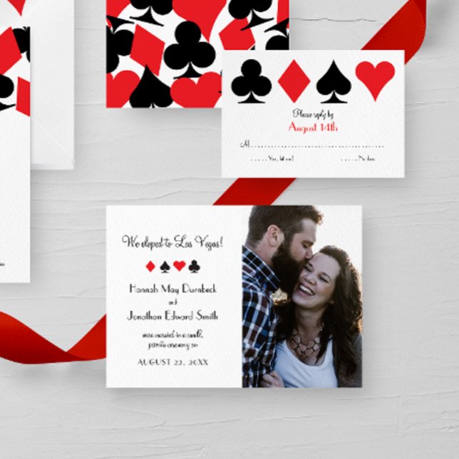 Las Vegas Photo Elopement Announcement Red Black (Creator Uploaded)