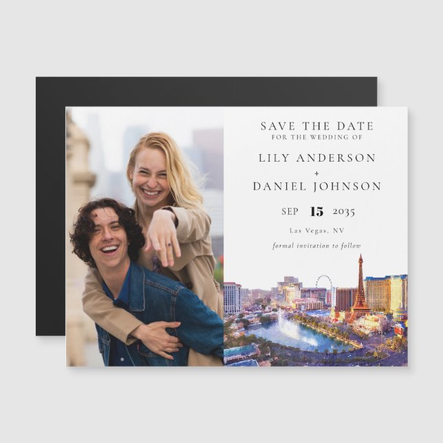 Las Vegas Photo Wedding Save The Date Magnetic Invitation (Front/Back)