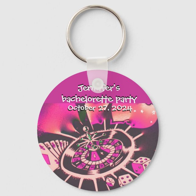 Las Vegas Pink Bachelorette Key Ring (Front)