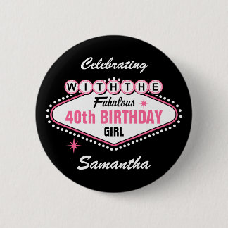 Las Vegas Pink Celebrating With 6 Cm Round Badge