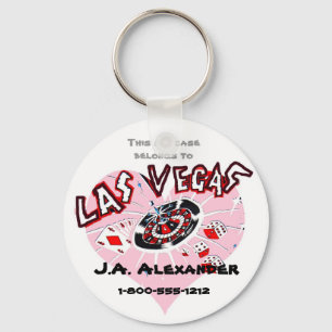 Las Vegas Pink Heart Baggage I.D. Key Ring