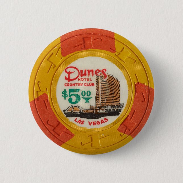 Las Vegas Poker Chip Casino Gambling Obsolete 6 Cm Round Badge (Front)