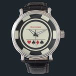 Las Vegas Poker Chip Casino Off White Black Watch<br><div class="desc">This white and black poker chip style watch would make a fantastic gift for yourself or for the casino loving person in your life. Personalise the design with a name.</div>