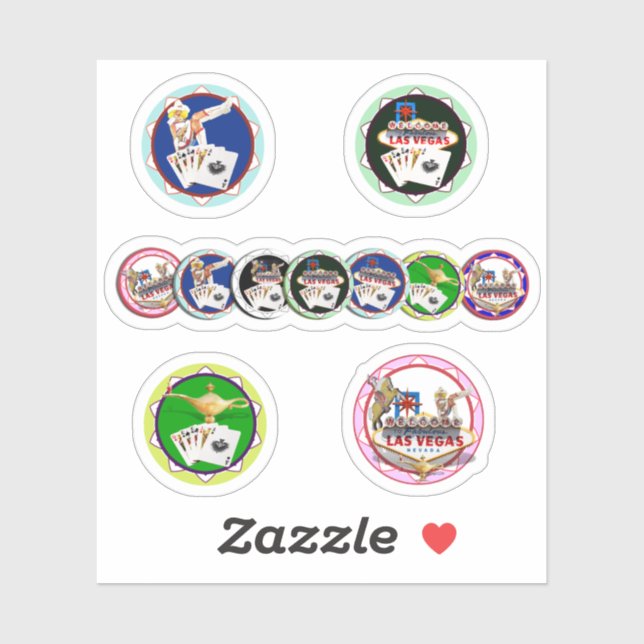 Las Vegas Poker Chips Sticker (Sheet)