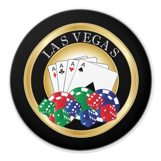 Las Vegas Poker Design Ceramic Knob (Front)