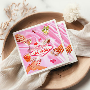 Las Vegas Poker Girls Night Out Pink Napkin