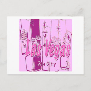 Las Vegas Pop Art Retro Postcard