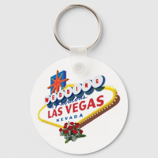 Las Vegas Red Roses Wedding Keychain (Front)