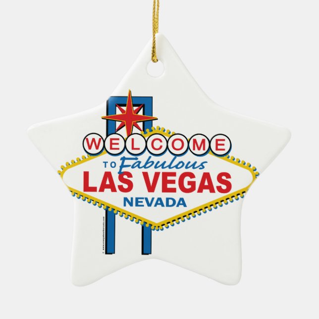 Las Vegas Retro Sign Ceramic Tree Decoration (Front)