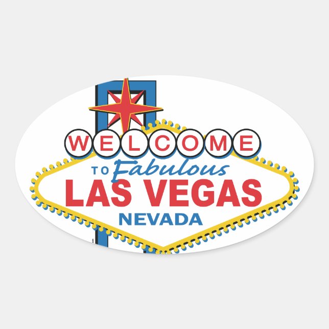 Las Vegas Retro Sign Oval Sticker (Front)