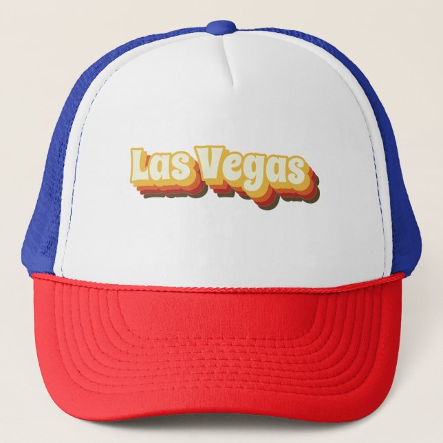 Las Vegas Retro Vintage Text Trucker Hat (Front)