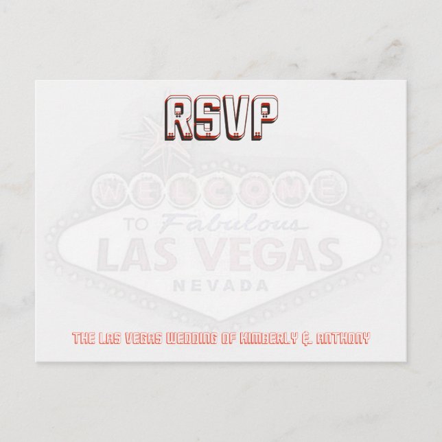 Las Vegas RSVP Wedding Reception Invitation Postcard (Front)