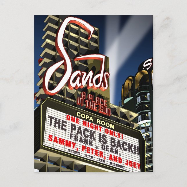 Las Vegas Sands Hotel Retro Neon Postcard (Front)