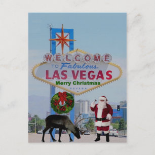 Las Vegas Santa & Rodolph Merry Christmas Postcard