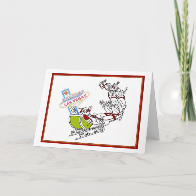 Las Vegas Santa with Sign Card (Front)