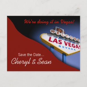 Las Vegas Save The Date (dark red) Announcement Postcard