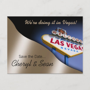 Las Vegas Save The Date (metallic peach) Announcement Postcard