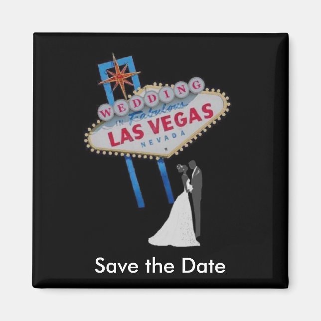 Las Vegas "Save the Date" Wedding Magnet with Brid (Front)