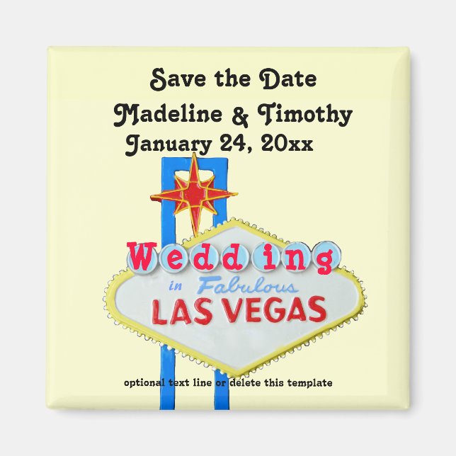 Las Vegas Save the Date Wedding Neon Sign Magnet (Front)