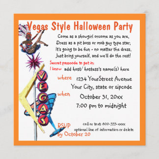 Las Vegas Showgirl Halloween Party Invitation