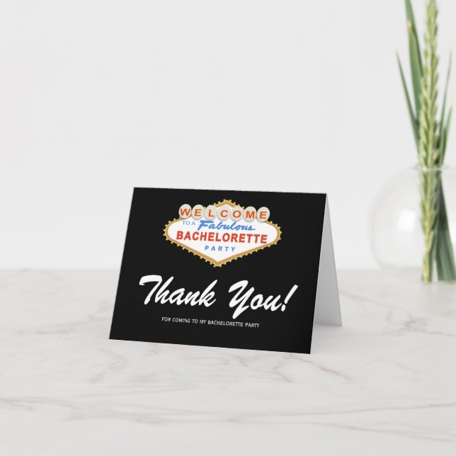 Las Vegas Sign Bachelorette Party Thank You Card (Front)