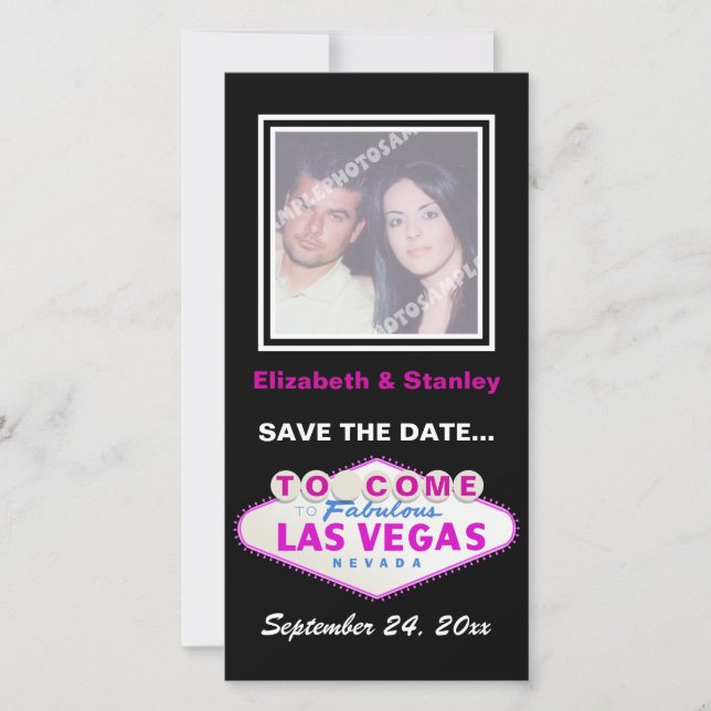 Las Vegas sign contemporary wedding Save the Date (Front)