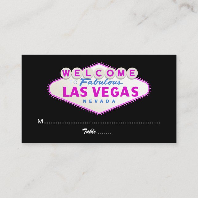 Las Vegas sign destination wedding place card (Front)