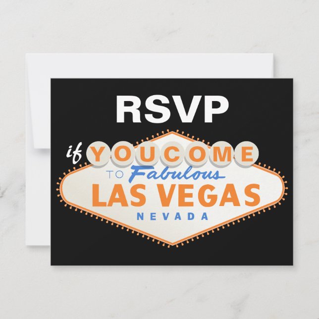 Las Vegas sign destination wedding RSVP card (Front)