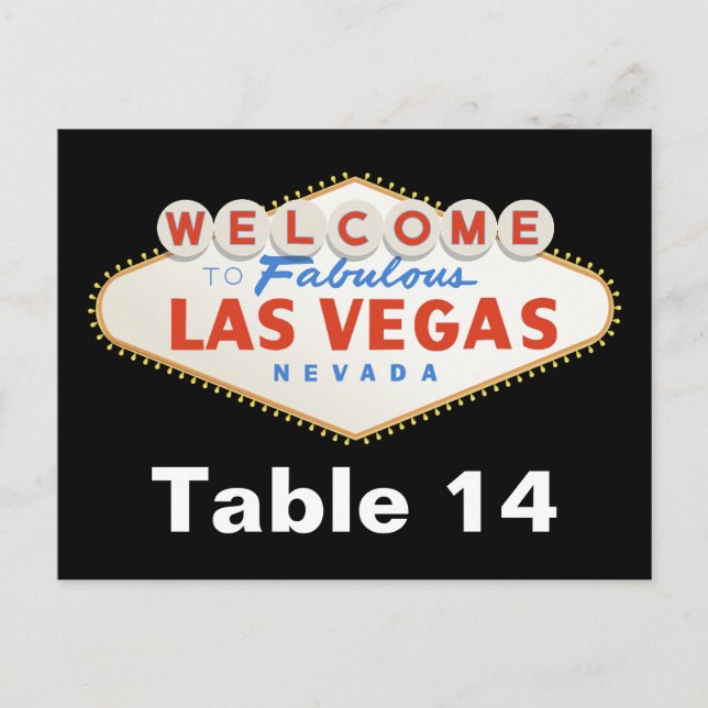 Las Vegas sign destination wedding table number Postcard (Front)