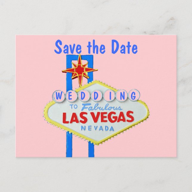 Las Vegas Sign Save the Date Announcement Postcard (Front)