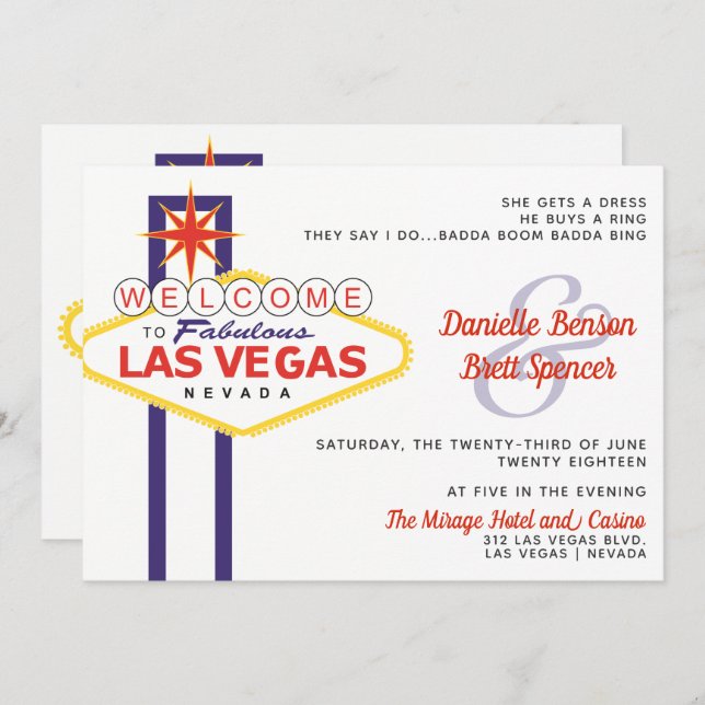 Las Vegas Sign Wedding Invitation (Front/Back)