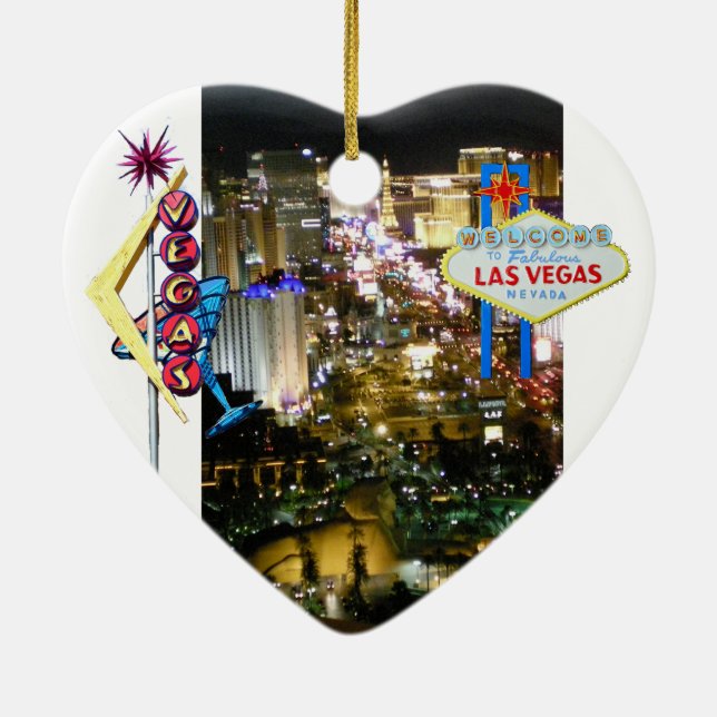 Las Vegas Sign Wedding Souvenir Ceramic Tree Decoration (Back)
