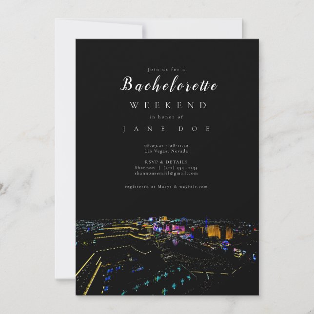 Las Vegas Skyline Bachelorette Party Invitation (Front)
