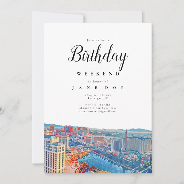 Las Vegas Skyline Birthday Weekend Invitation (Front)
