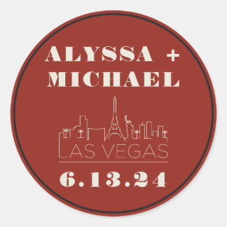 Las Vegas Skyline Casino Wedding Classic Round Sticker