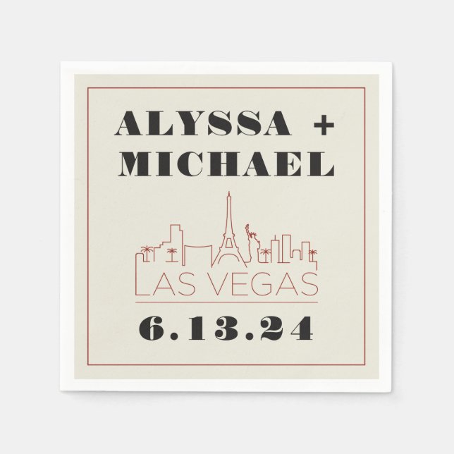 Las Vegas Skyline Casino Wedding  Napkin (Front)