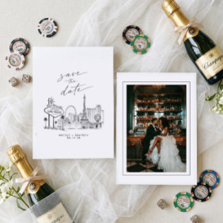 Las Vegas Skyline Photo Wedding Save The Date