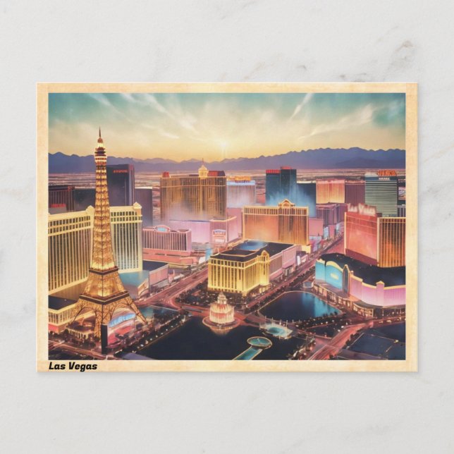 Las Vegas Skyline Vintage Postcard (Front)