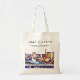 Las Vegas Skyline Watercolor Girls Weekend Tote Bag