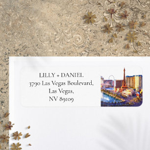 Las Vegas Skyline Watercolor Return Address