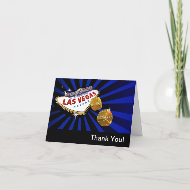 Las Vegas Starburst Thank You royal blue black Card (Front)