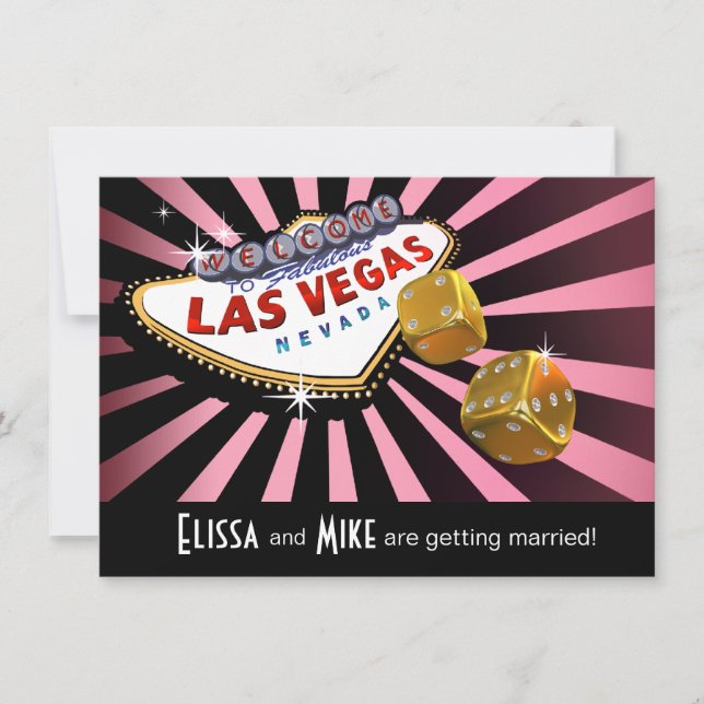 Las Vegas Starburst Wedding pink black gold Invitation (Front)