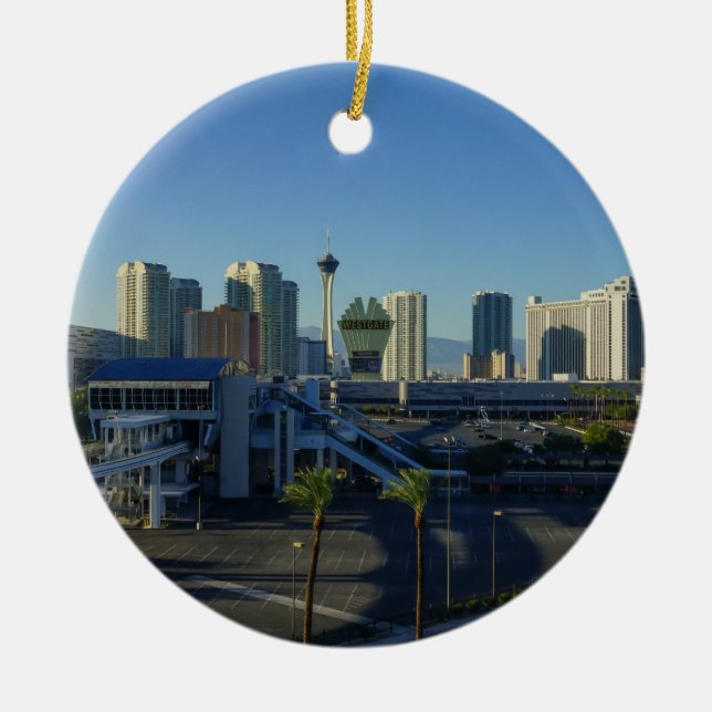 Las Vegas Strip Ahead Ceramic Tree Decoration (Front)