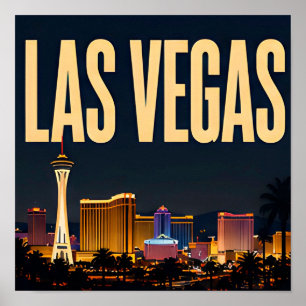 Las Vegas Strip and Neon Lights Poster