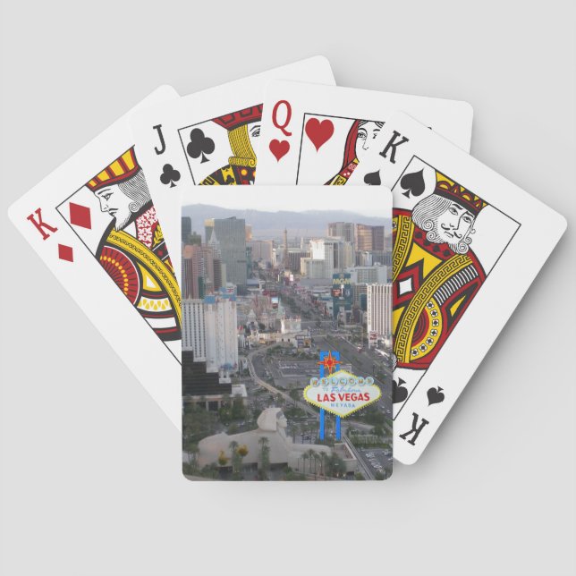 Las Vegas Strip Daytime Aerial Photo with Welcome Playing Cards (Back)