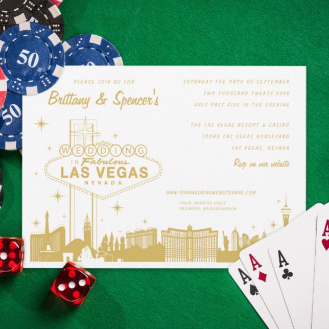 Las Vegas Strip Gold Wedding Invitation (Creator Uploaded)