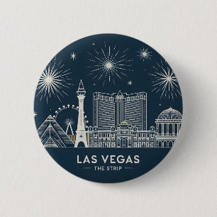 Las Vegas Strip Nevada Skyline Line Art Cityscape 6 Cm Round Badge