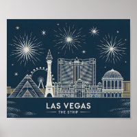 Las Vegas Strip Nevada Skyline Line Art Cityscape