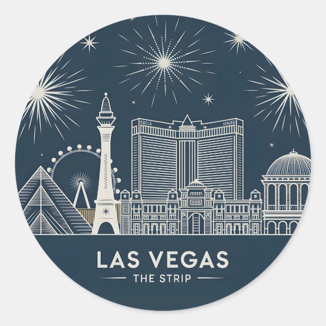 Las Vegas Strip Nevada Travel Souvenir Landmarks Classic Round Sticker (Front)