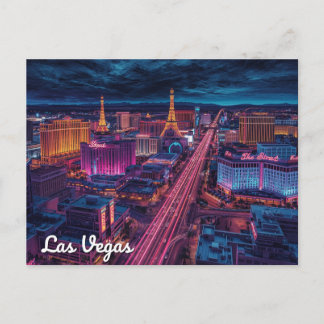 Las Vegas Strip Night City Art Postcard
